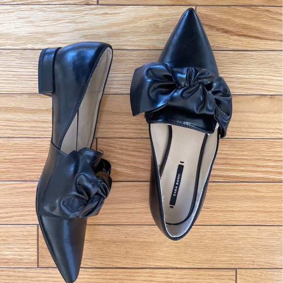 Zara black flats with bow - Picture 2 of 9